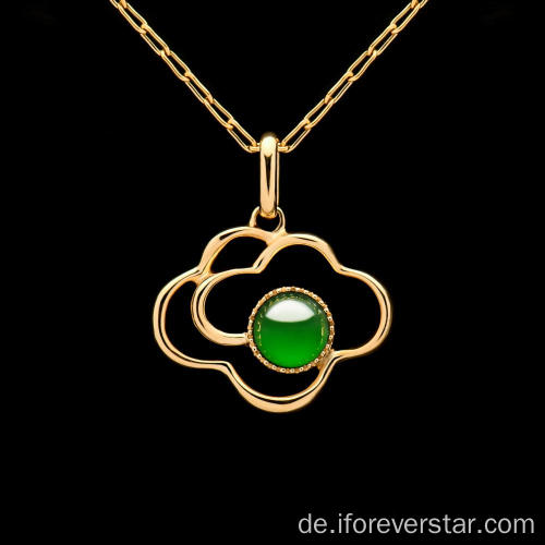 18k echter Goldschmuck Natural Jadeit Jade Anhänger